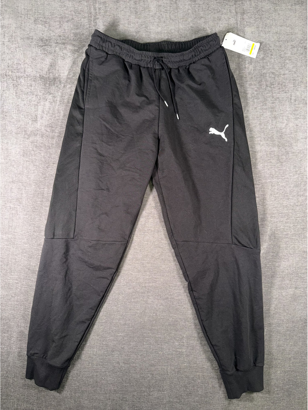 Puma Black Jogger Sweatpants with Mesh Side Panels, Size M